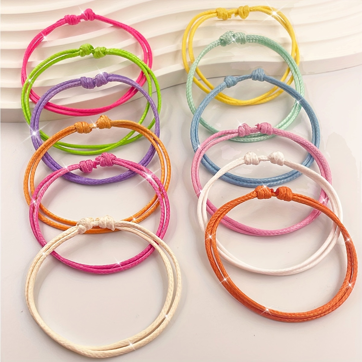 12 Pcs Wax Cord Bracelets for Women Casual and Formal Occasions